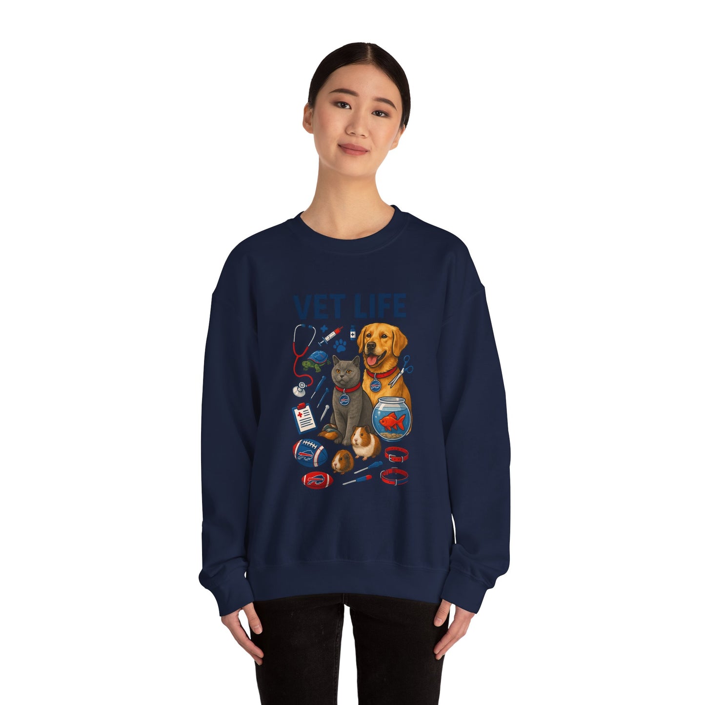 Vet Life Crewneck Sweatshirt — Cute Veterinary Dog & Cat Graphic Pullover