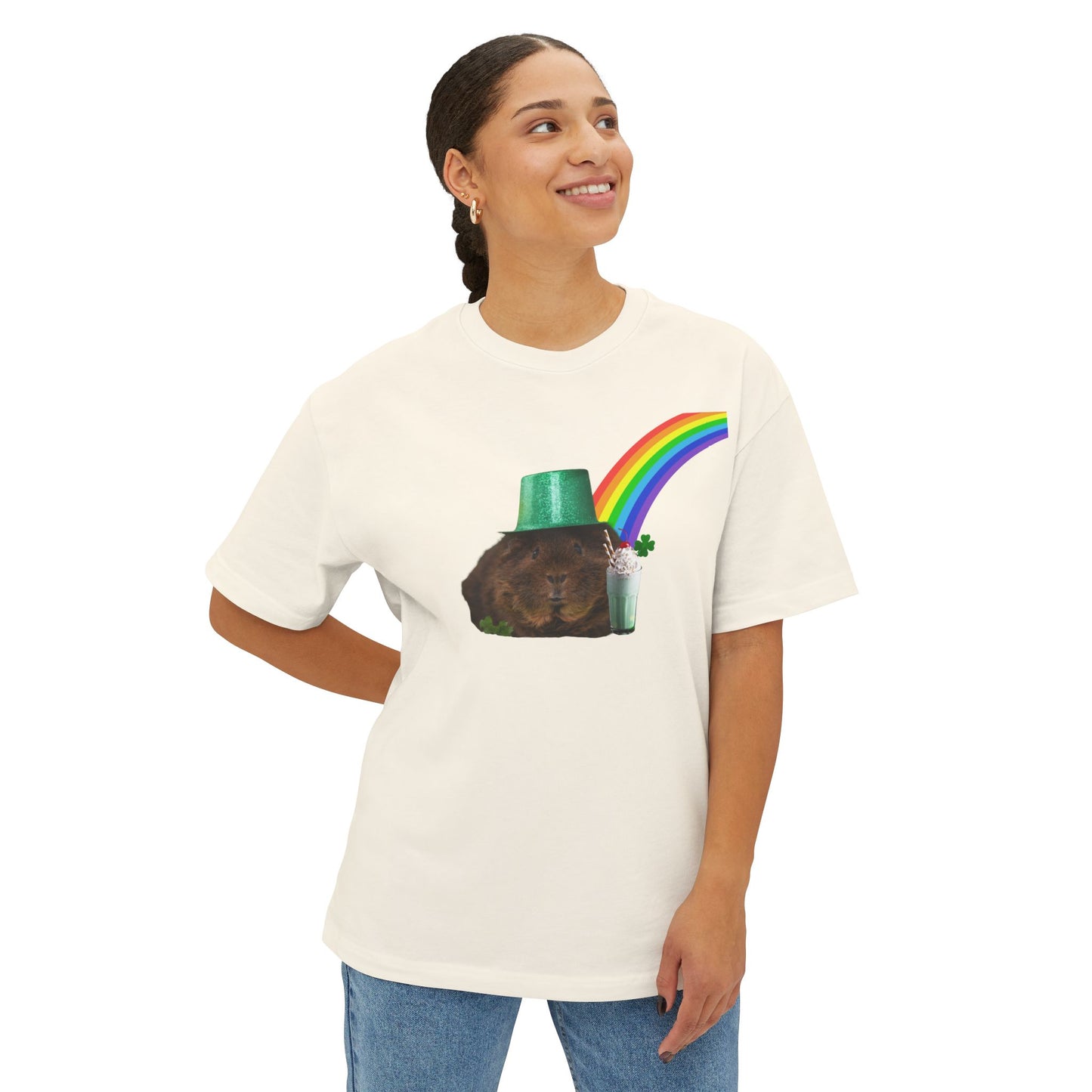 Leprechaun Guinea Pig Unisex Oversized Boxy Tee