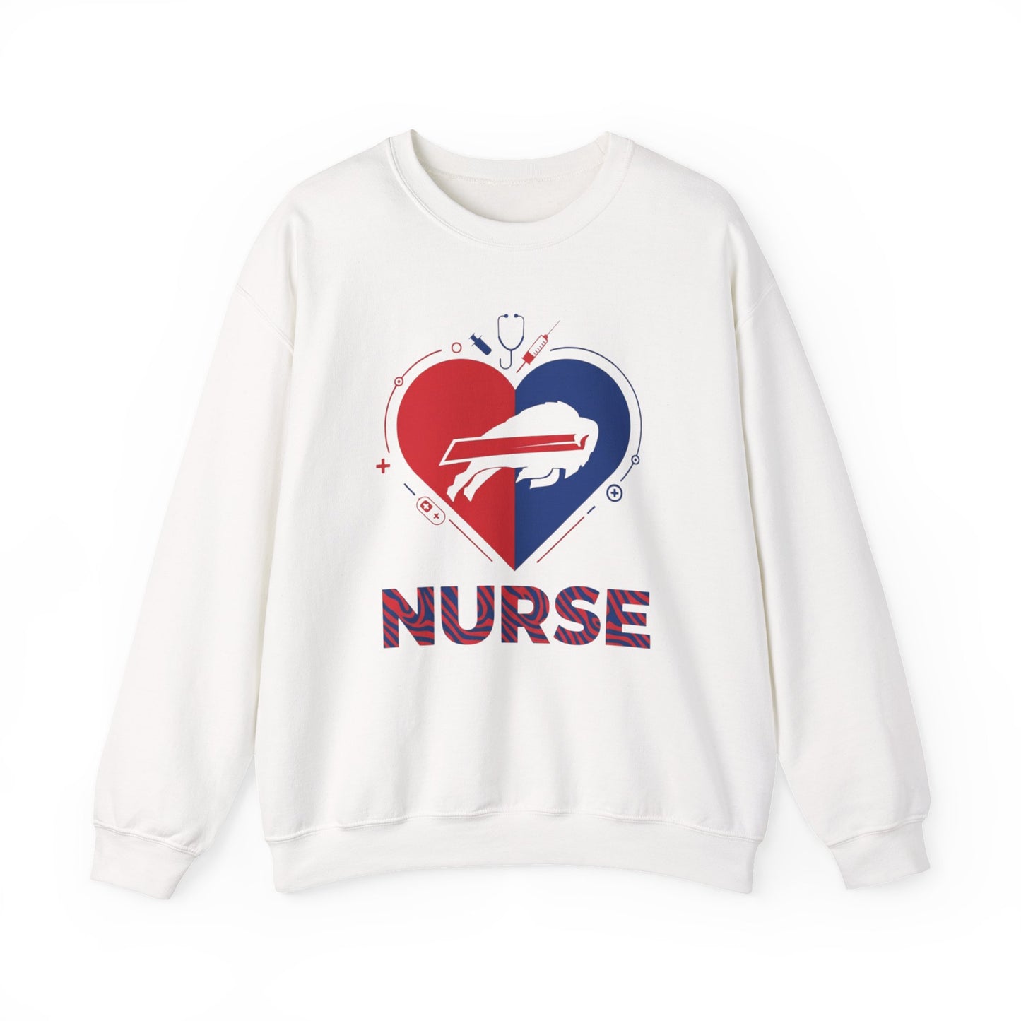 Buffalo Zubaz Nurse Heart Crewneck Sweatshirt