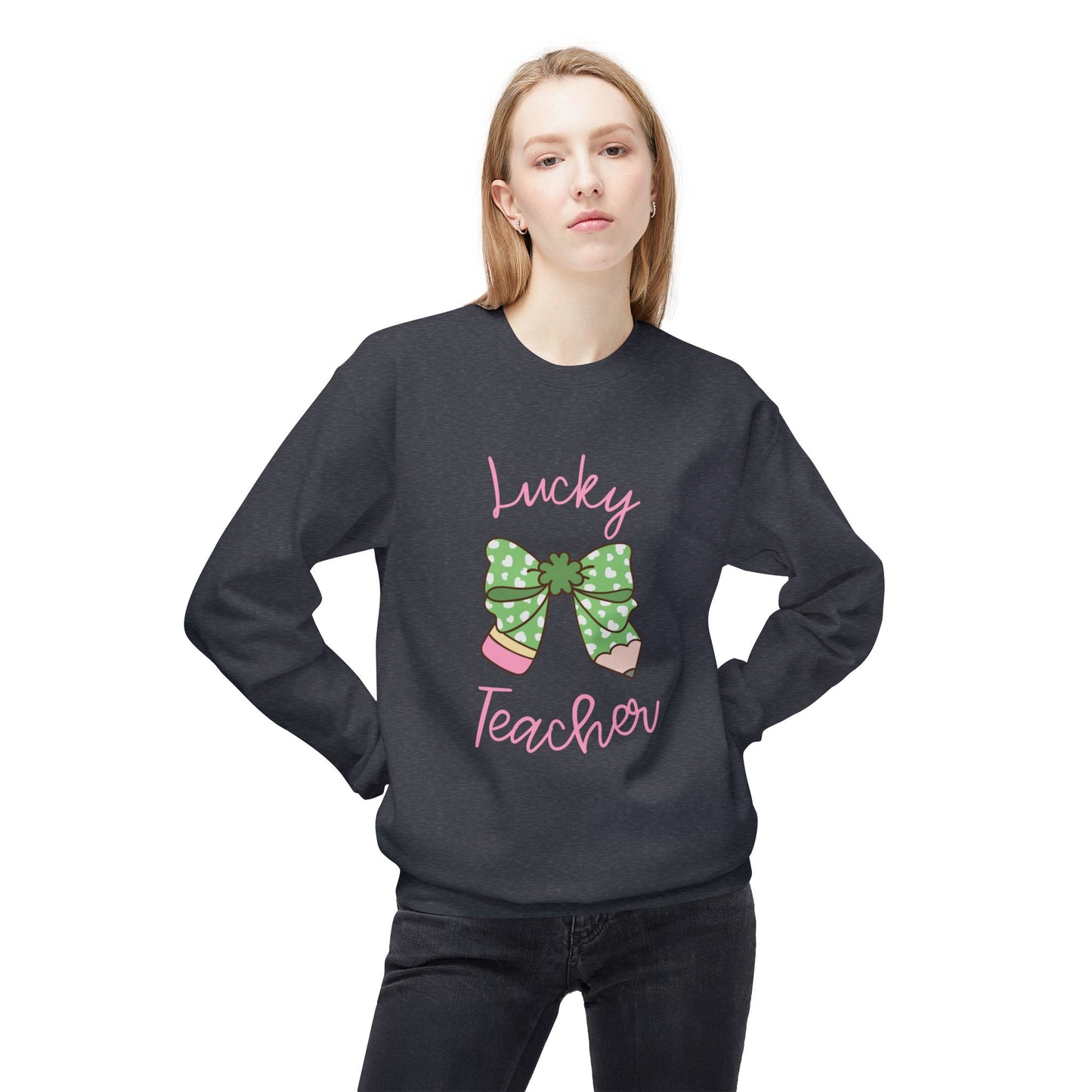 Lucky Teacher Unisex Midweight Softstyle Fleece Crewneck Sweatshirt