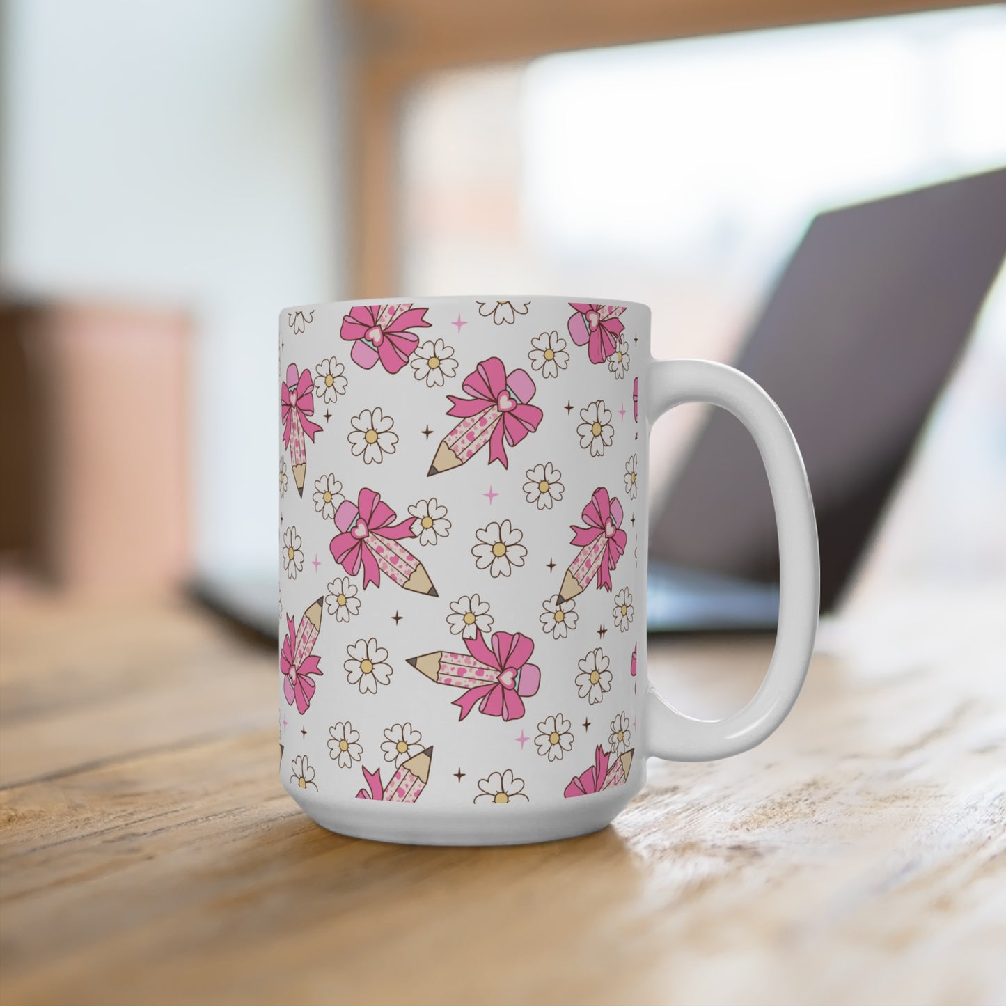 Pencils with Pink Bows Mug 15oz