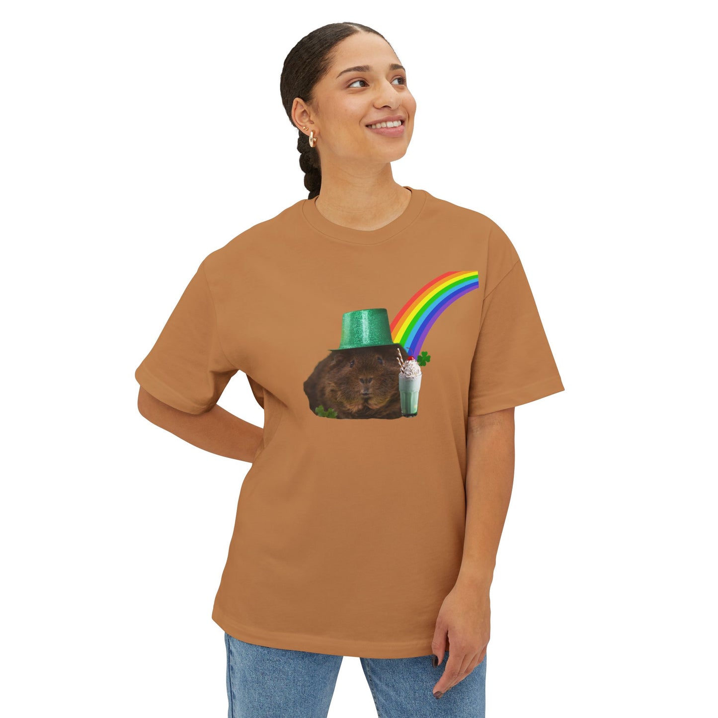 Leprechaun Guinea Pig Unisex Oversized Boxy Tee