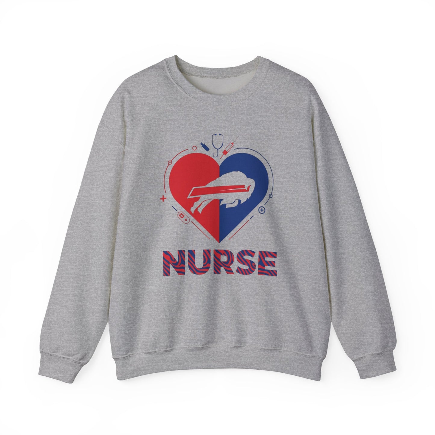 Buffalo Zubaz Nurse Heart Crewneck Sweatshirt