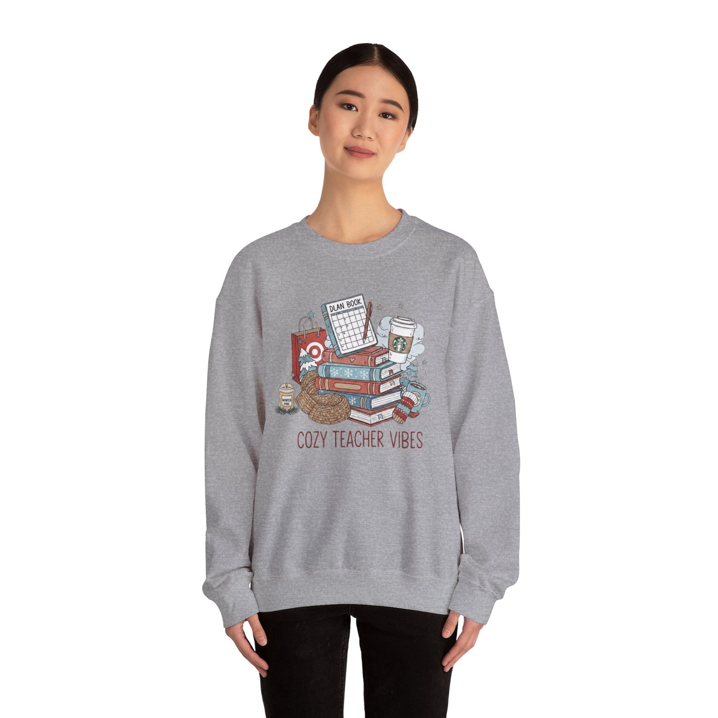 Teacher Crewneck Sweatshirt — Cozy Teacher Vibes Graphic
