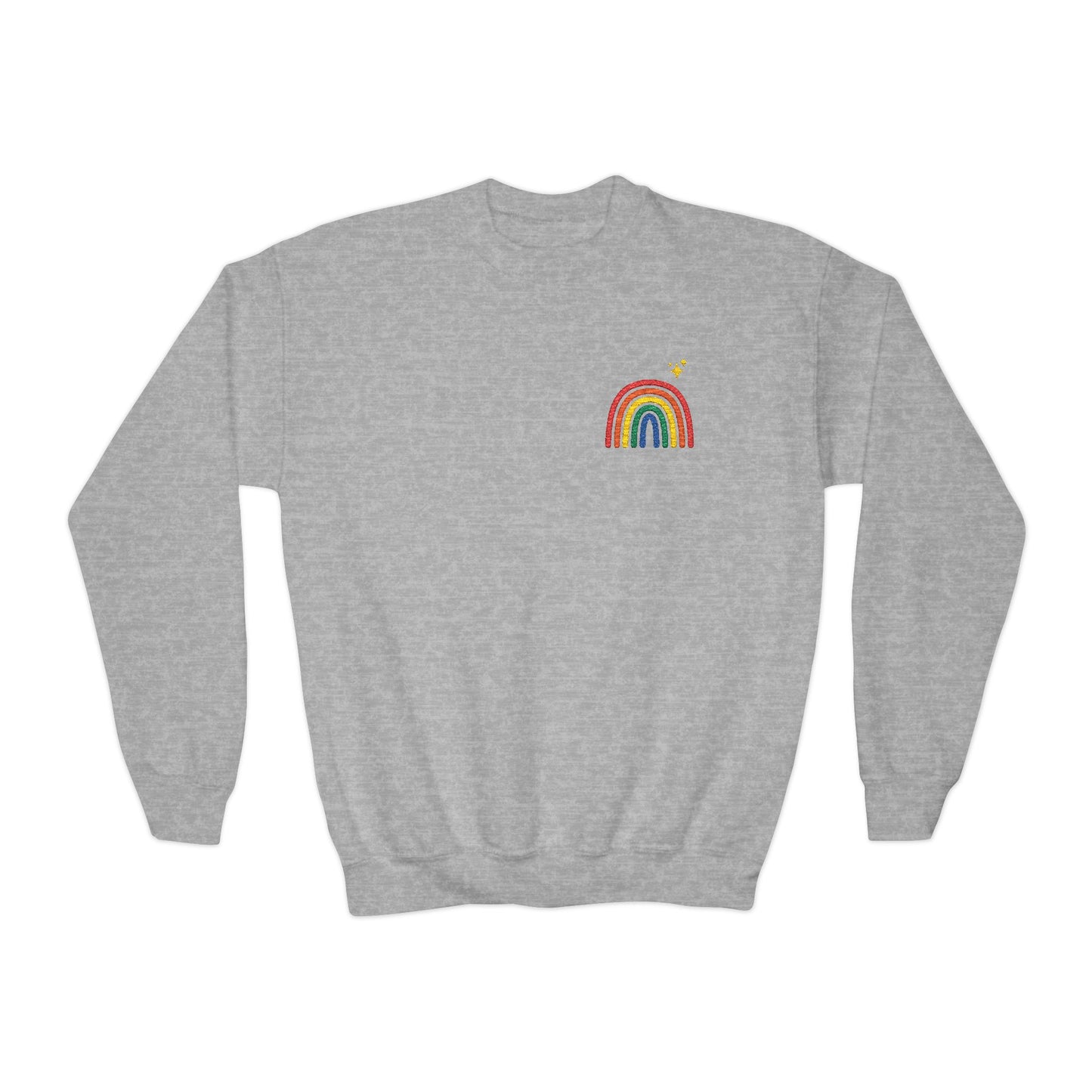 Embroidered Primary Rainbow Youth Crewneck Sweatshirt