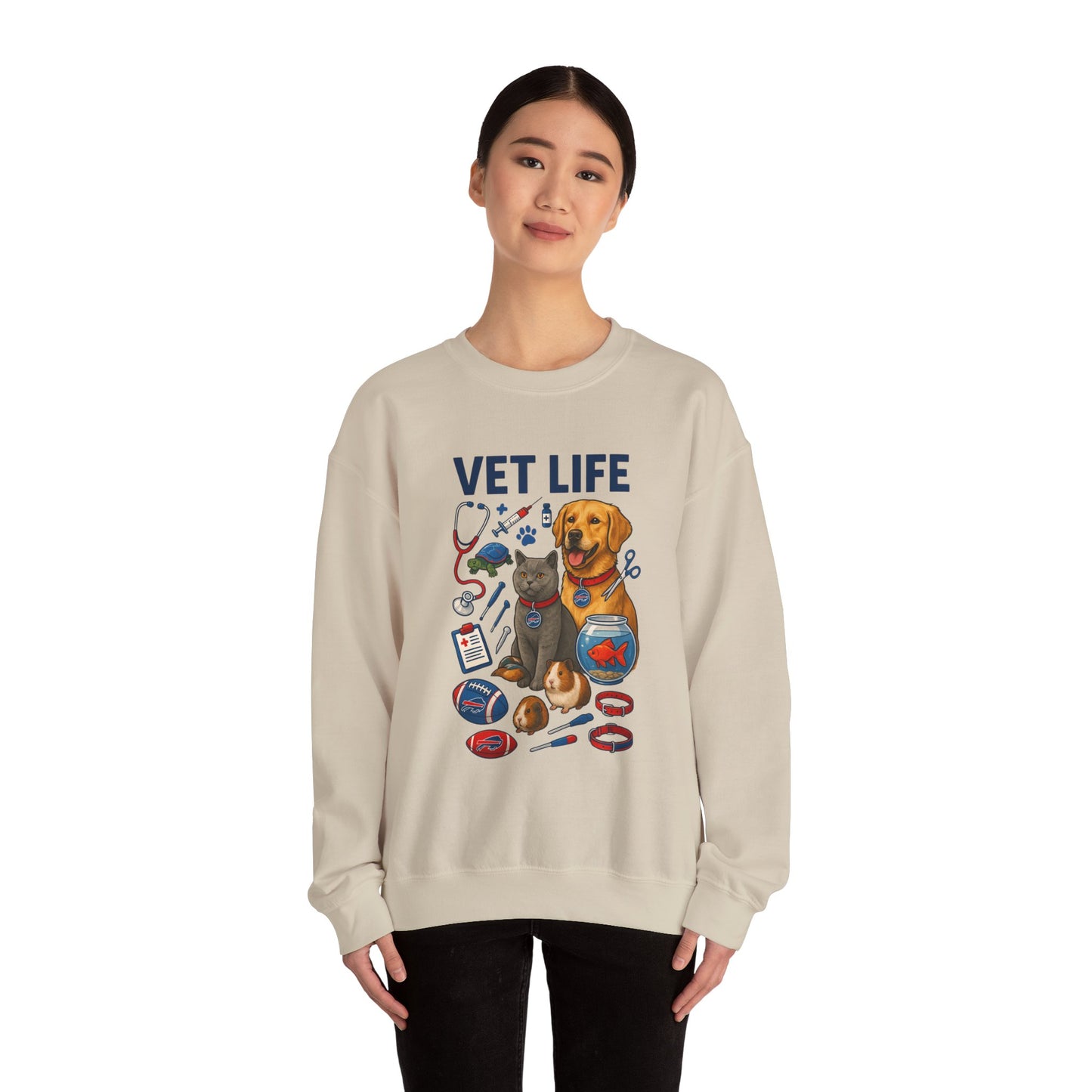 Vet Life Crewneck Sweatshirt — Cute Veterinary Dog & Cat Graphic Pullover