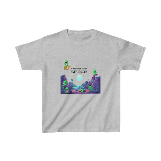 I Need My Space Aliens Black Font Kids Heavy Cotton™ Tee