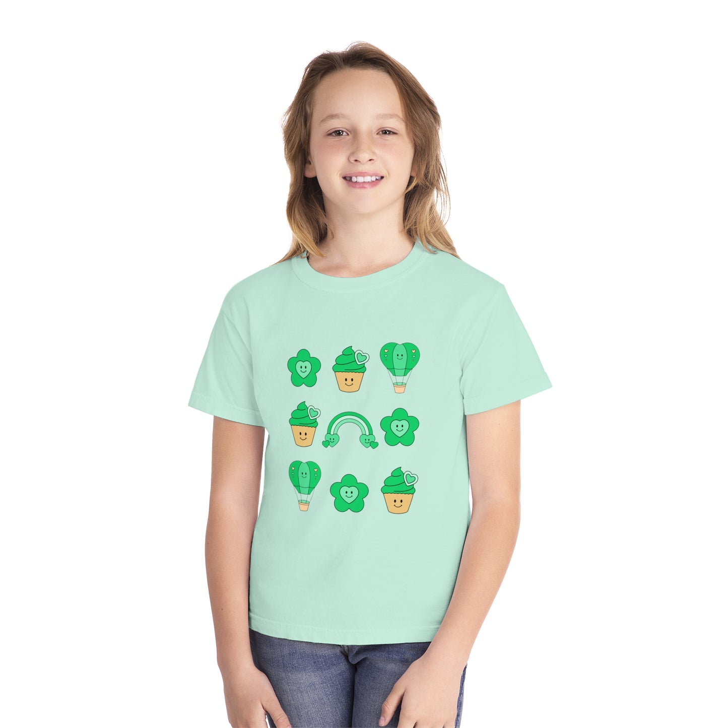 Cutesy St. Patrick's Day Coquette Youth Midweight Tee