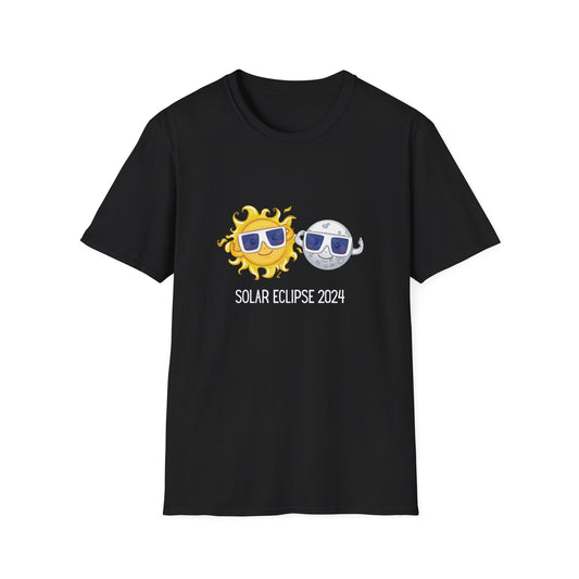 Sun and Moon with Glasses White Font Unisex Softstyle T-Shirt