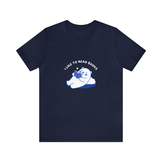 Polar Bear I Love to Read Books Unisex Jersey Short Sleeve Tee