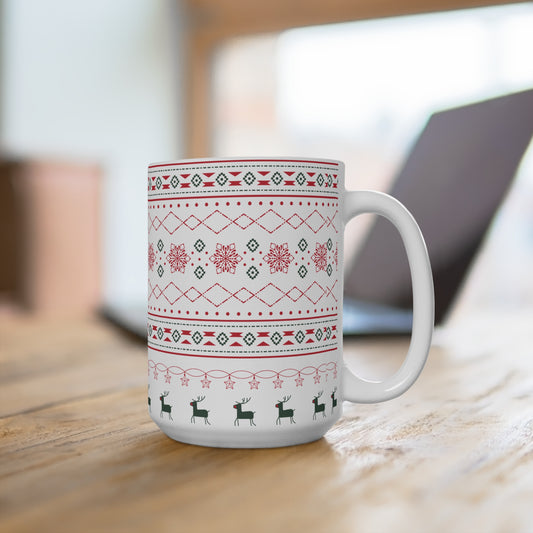 15oz Christmas Reindeer Knit Pattern Mug
