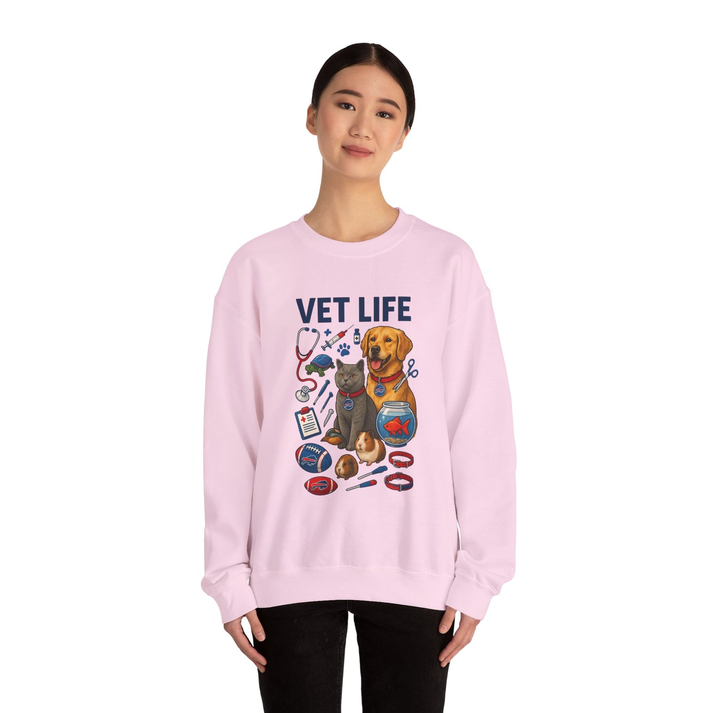 Vet Life Crewneck Sweatshirt — Cute Veterinary Dog & Cat Graphic Pullover