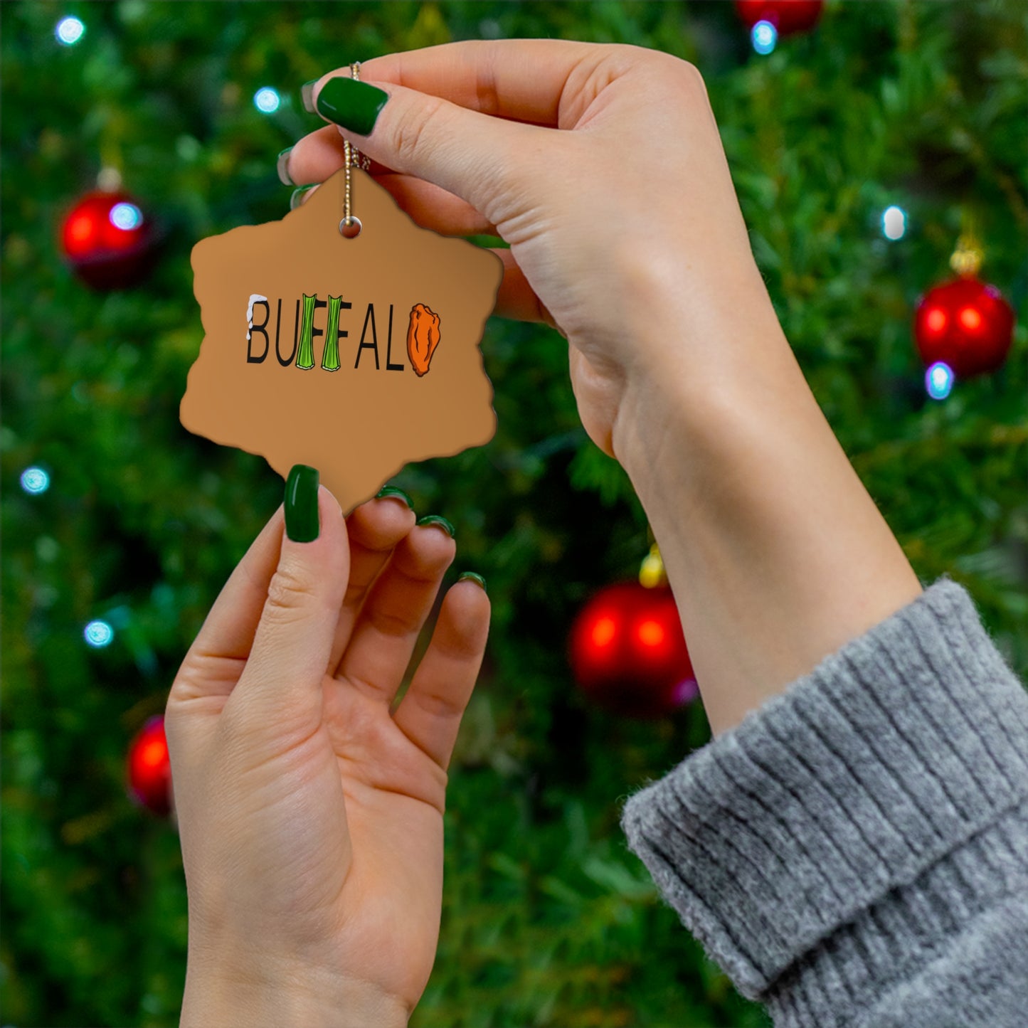 Buffalo Wing and Celery Ceramic Ornament