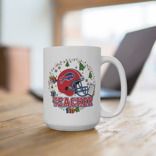 Buffalo Football Teacher Holiday Mug — 15oz Ceramic Coffee Cup