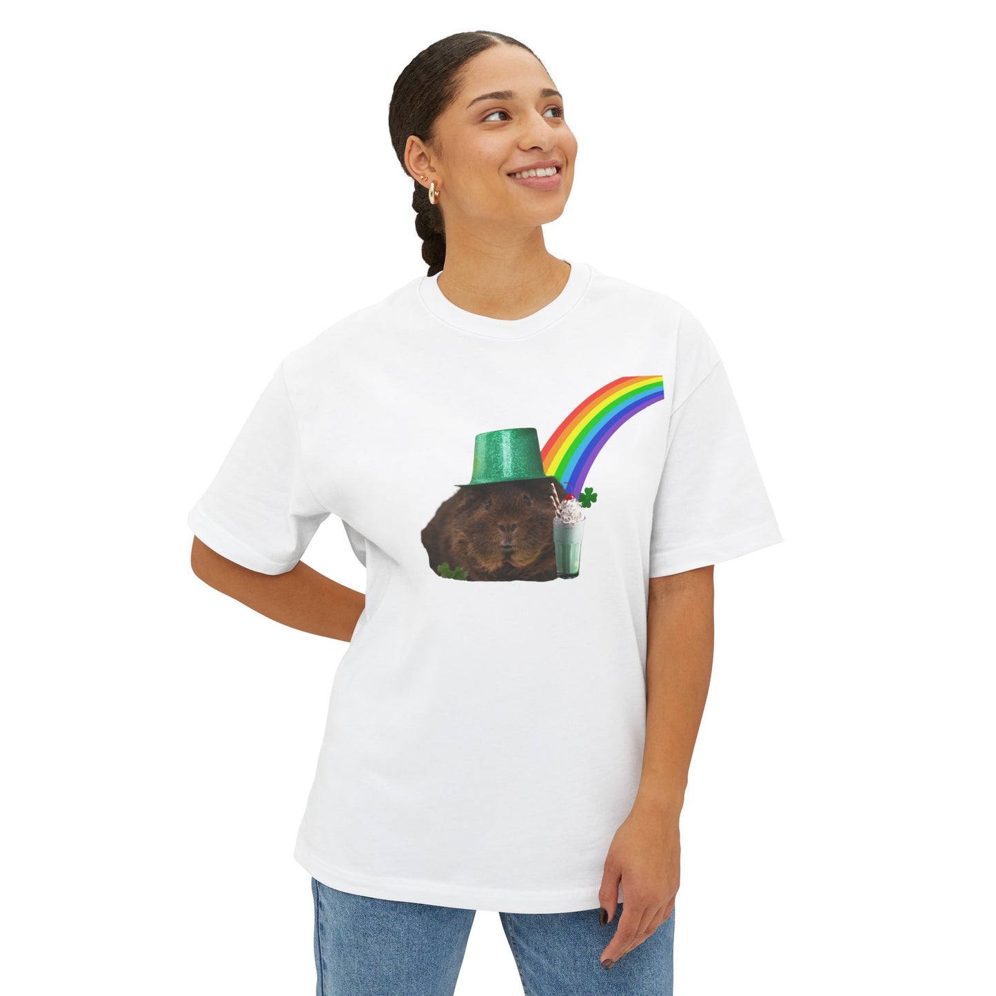 Leprechaun Guinea Pig Unisex Oversized Boxy Tee