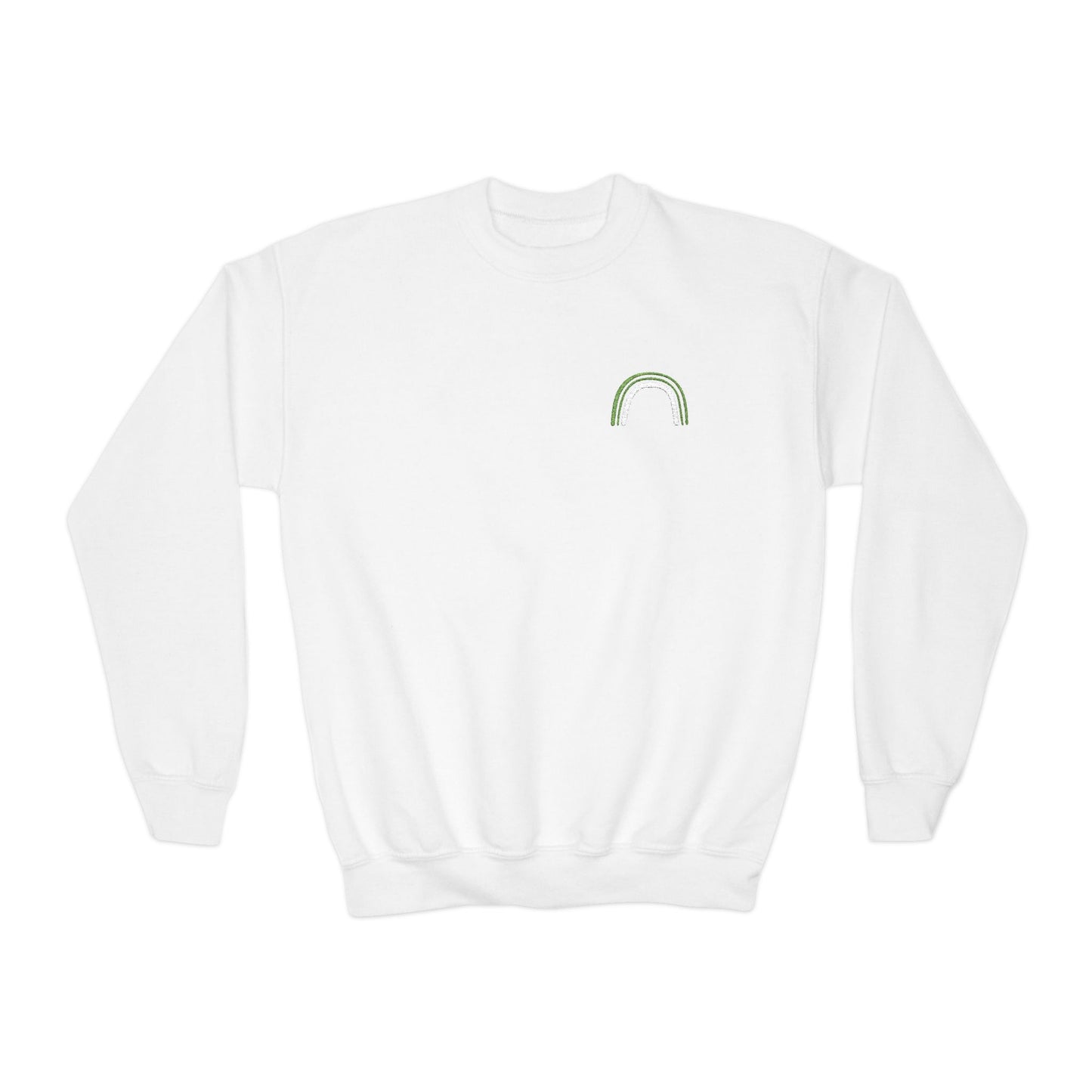 Embroidered Green Rainbow Youth Crewneck Sweatshirt