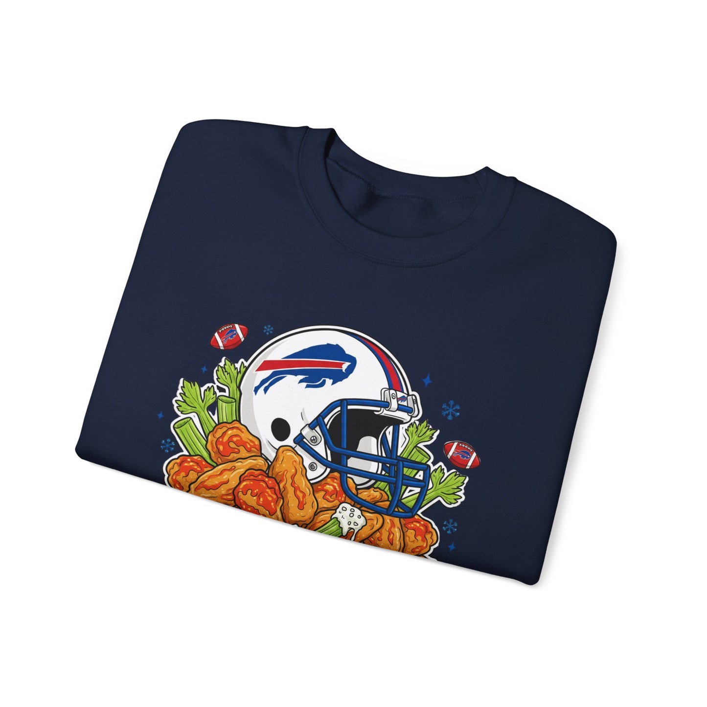 Buffalo Football Helmet & Wings Crewneck Sweatshirt — "Go Buffalo!" Fan Pullover