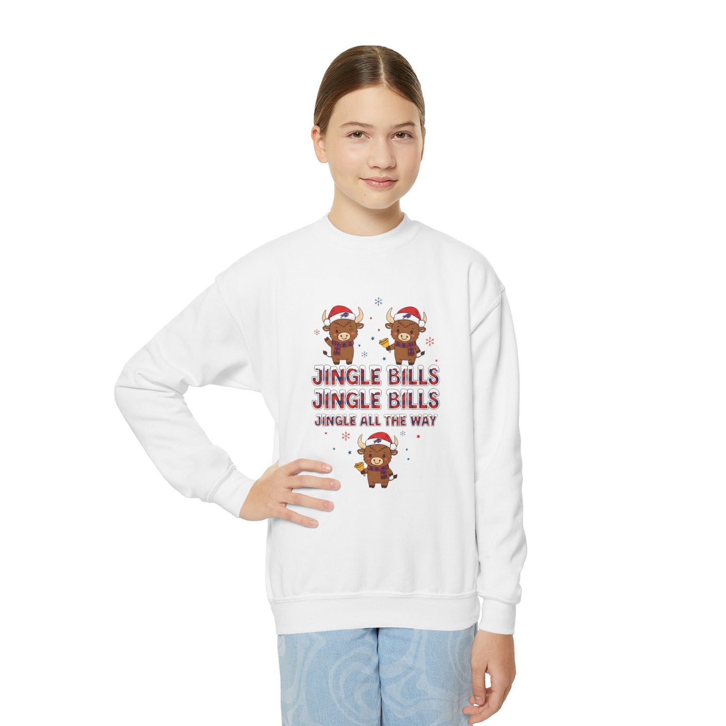 Youth Christmas Sweatshirt - "Jingle Bills Jingle Bills"  Holiday Crewneck