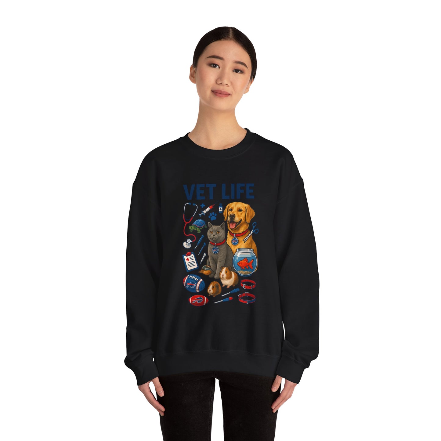 Vet Life Crewneck Sweatshirt — Cute Veterinary Dog & Cat Graphic Pullover