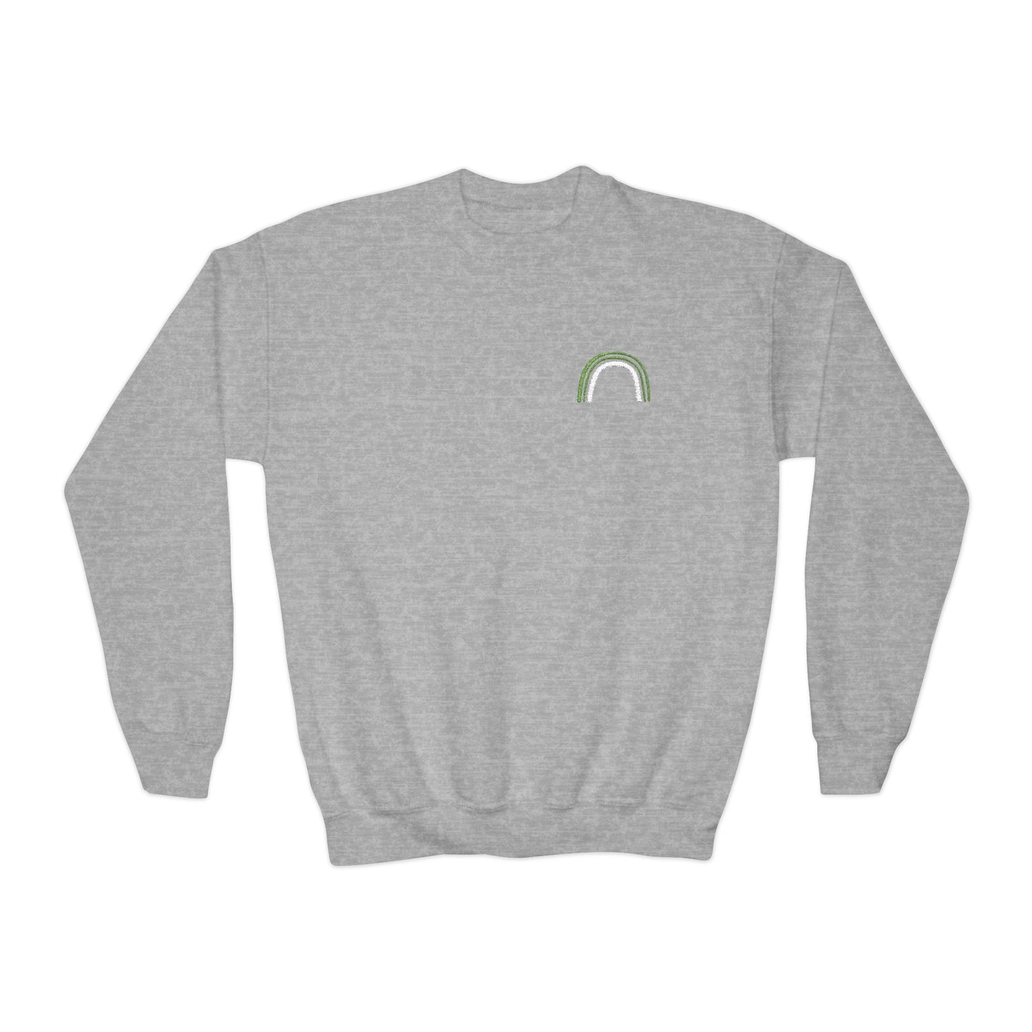 Embroidered Green Rainbow Youth Crewneck Sweatshirt