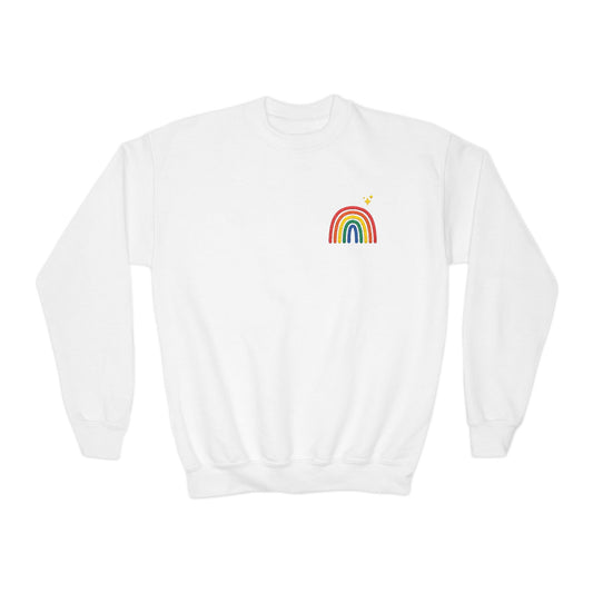 Embroidered Primary Rainbow Youth Crewneck Sweatshirt