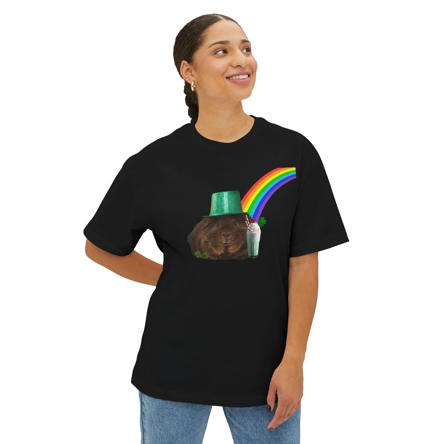 Leprechaun Guinea Pig Unisex Oversized Boxy Tee