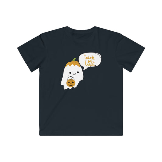 Pumpkin Ghost Trick or Treat Kids Fine Jersey Tee