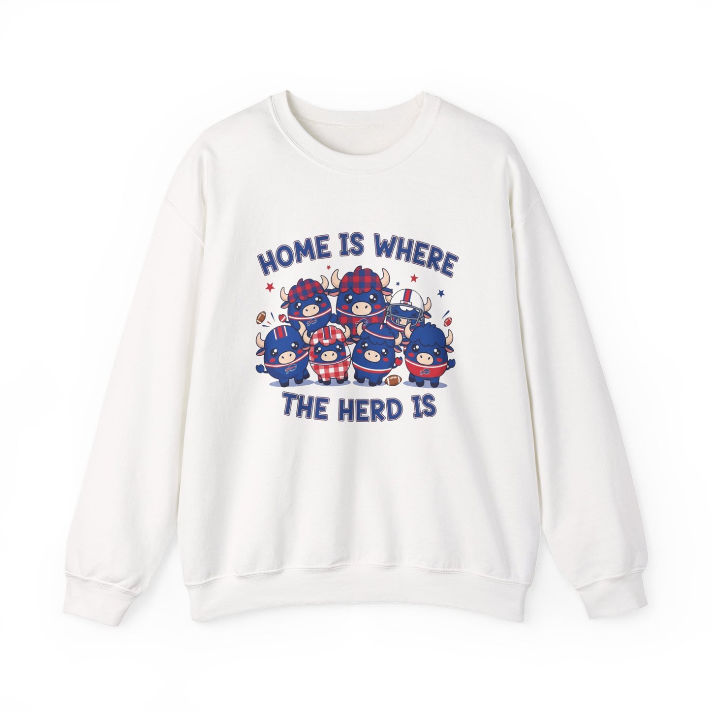 Buffalo Home Is Where The Herd Is Cute Cartoon Herd Graphic
