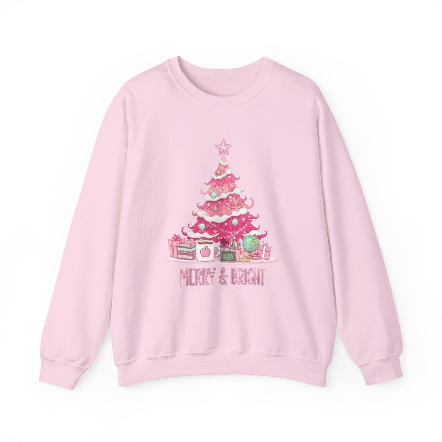 Merry & Bright Pink Christmas Tree Sweatshirt