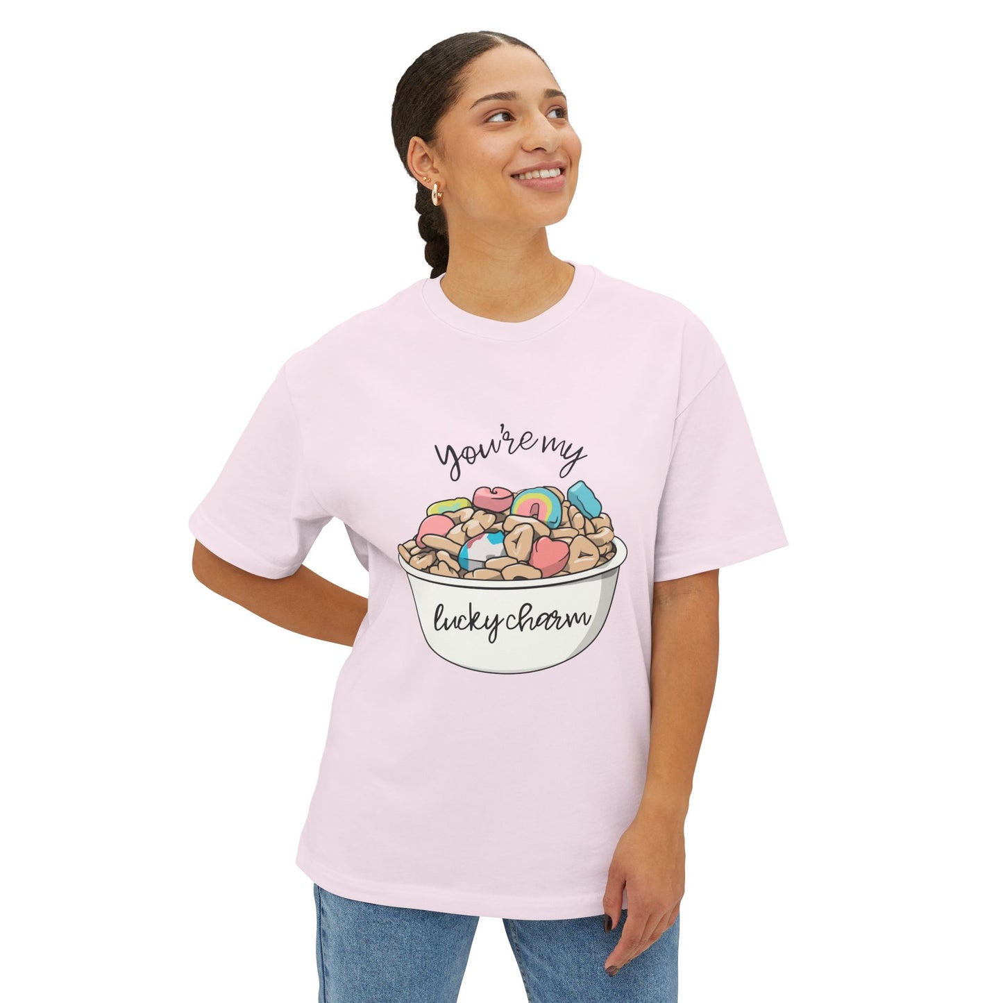 Cursive You're My Lucky Charm Unisex Oversized Boxy Tee