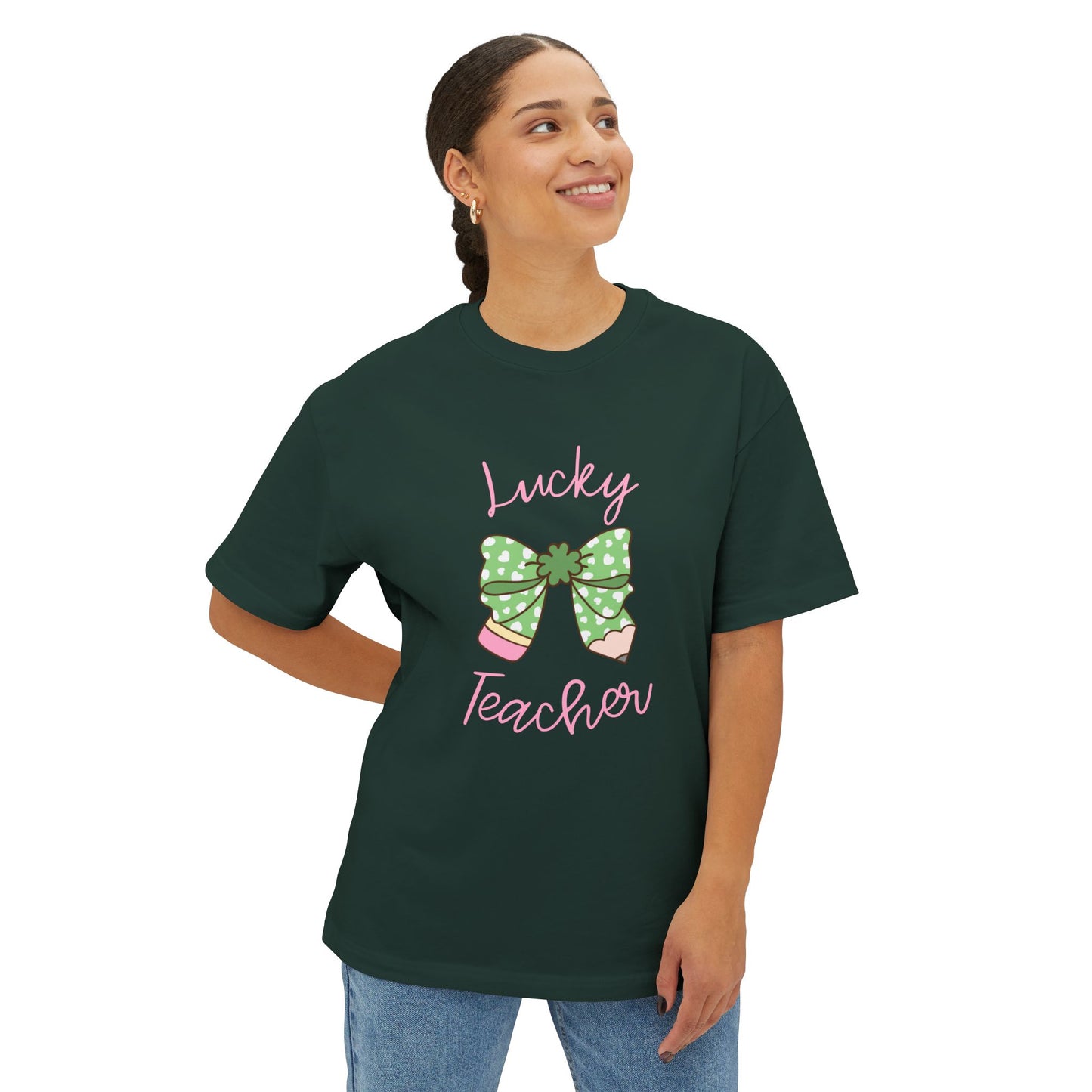 Lucky Teacher Unisex Oversized Boxy Tee