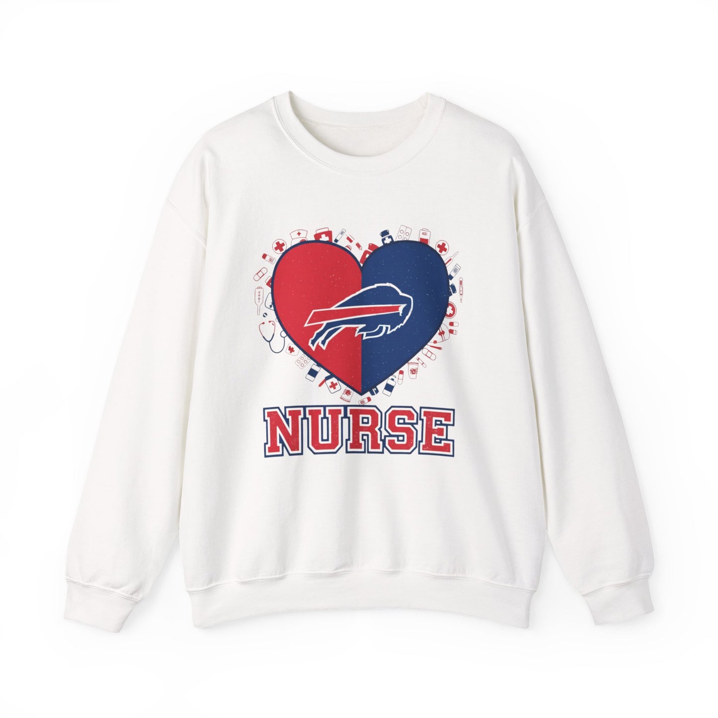 Buffalo Nurse Heart Crewneck Sweatshirt - Buffalo Nurse Gift