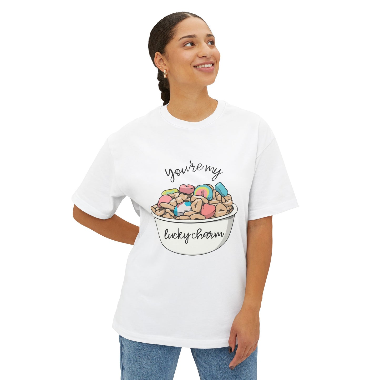 Cursive You're My Lucky Charm Unisex Oversized Boxy Tee