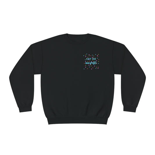 Cue the Confetti Blue Font Unisex NuBlend® Crewneck Sweatshirt