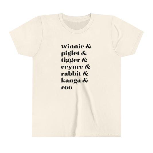 Winnie Piglet Tigger Youth Short Sleeve Tee
