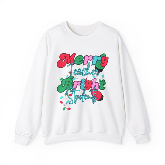 Merry Teacher Bright Students Unisex Heavy Blend™ Crewneck Sweatshirt