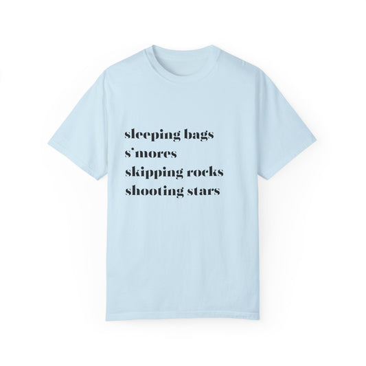Sleeping Bags Smores Skipping Rocks Shooting Stars Unisex Garment-Dyed T-shirt