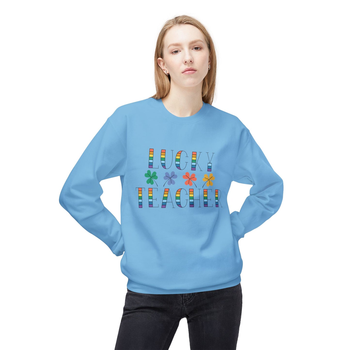 Lucky Teacher Unisex Midweight Softstyle Fleece Crewneck Sweatshirt