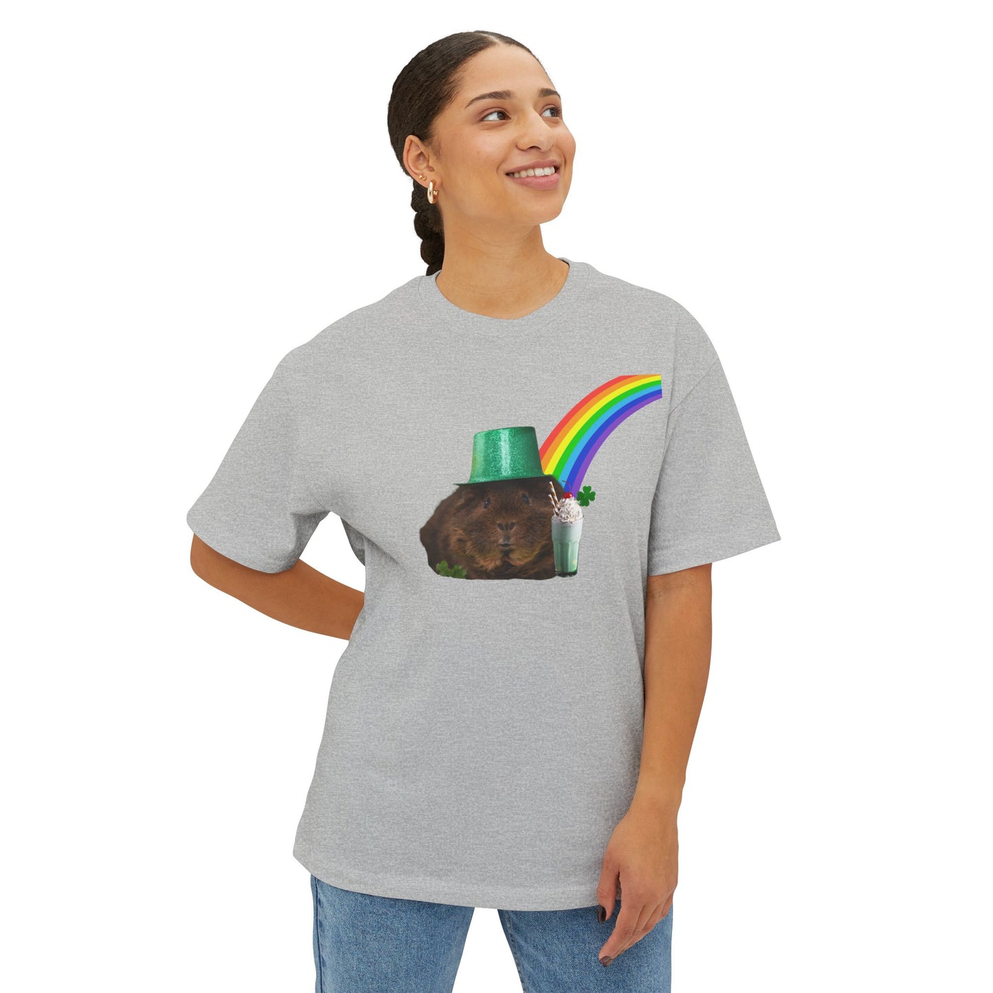 Leprechaun Guinea Pig Unisex Oversized Boxy Tee