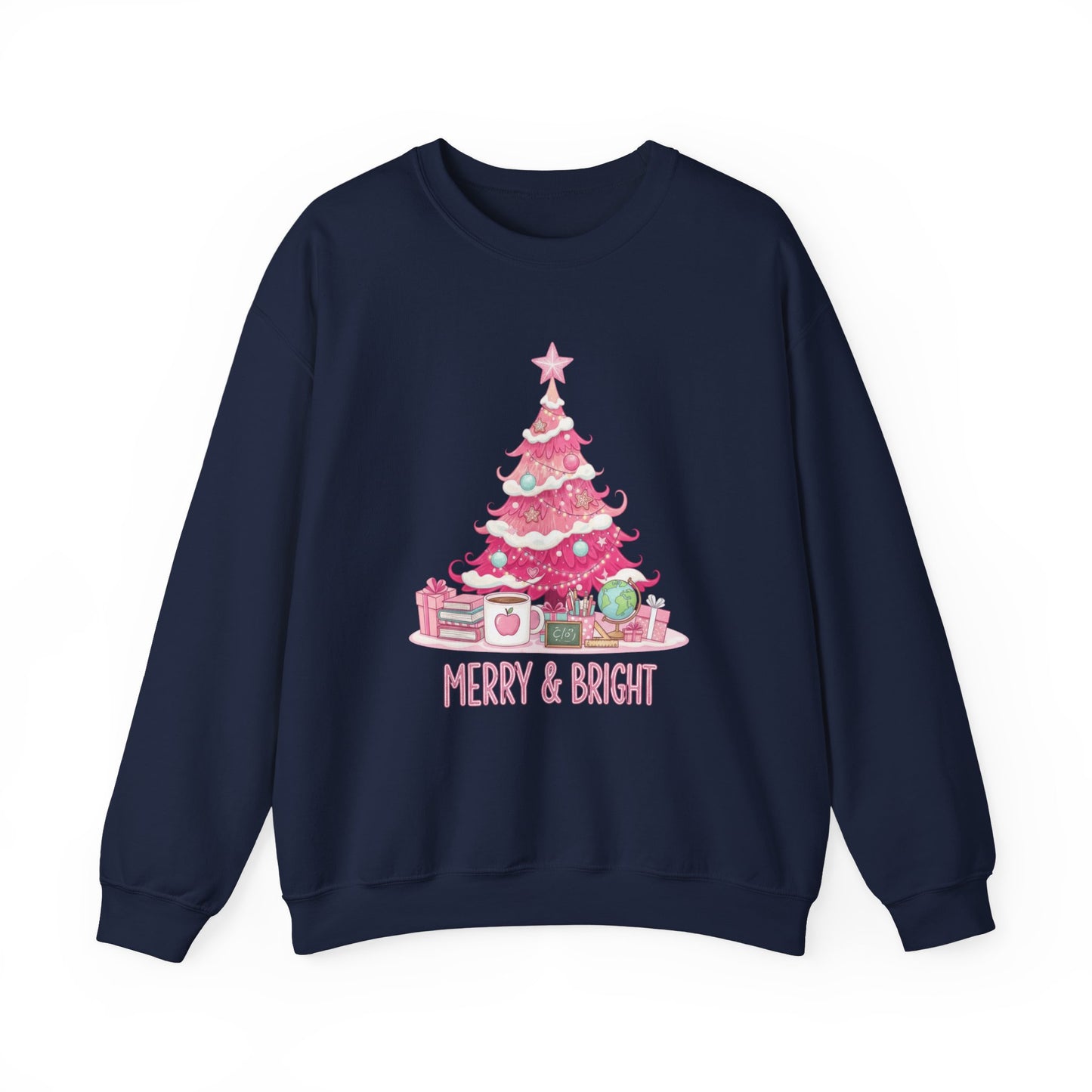 Merry & Bright Pink Christmas Tree Sweatshirt