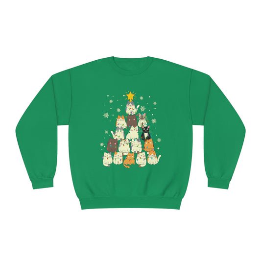 Cat Christmas Tree Unisex NuBlend® Crewneck Sweatshirt