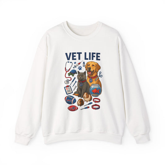 Vet Life Crewneck Sweatshirt — Cute Veterinary Dog & Cat Graphic Pullover