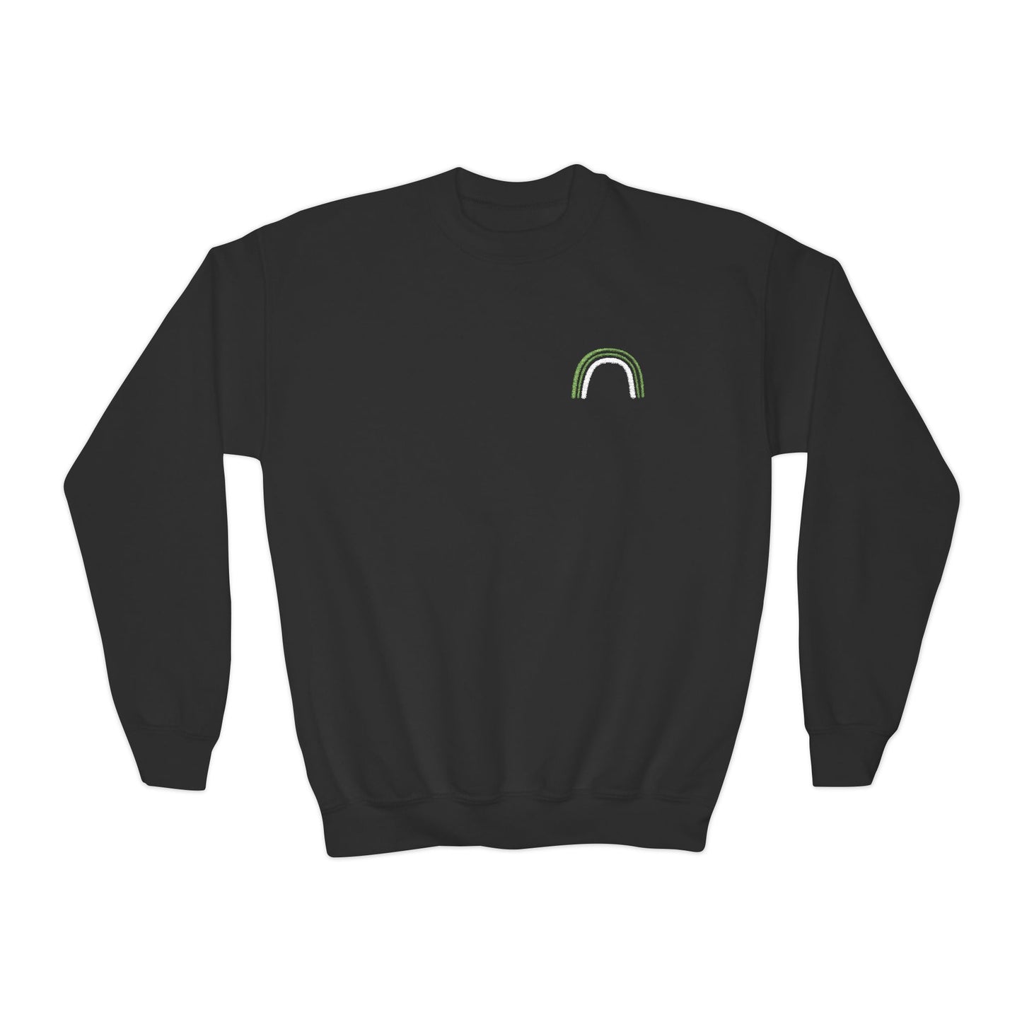 Embroidered Green Rainbow Youth Crewneck Sweatshirt