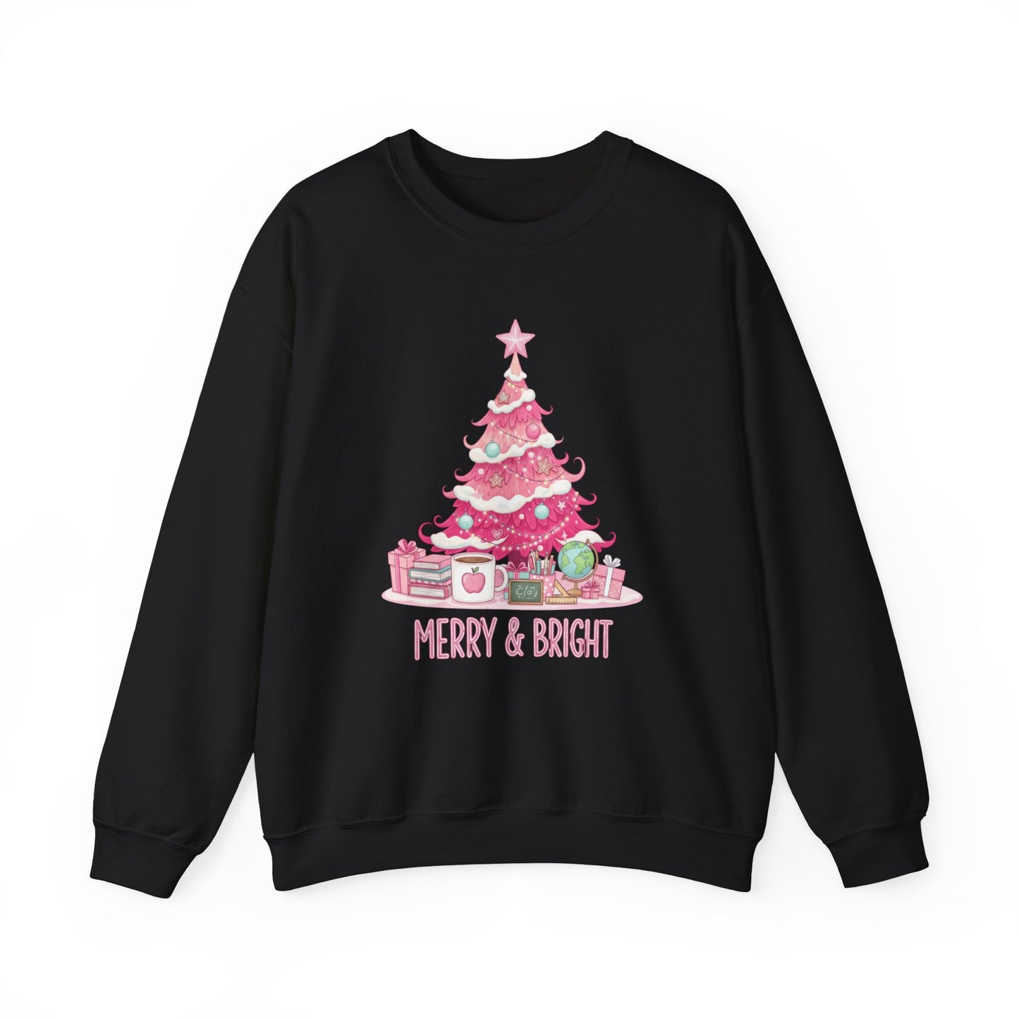 Merry & Bright Pink Christmas Tree Sweatshirt