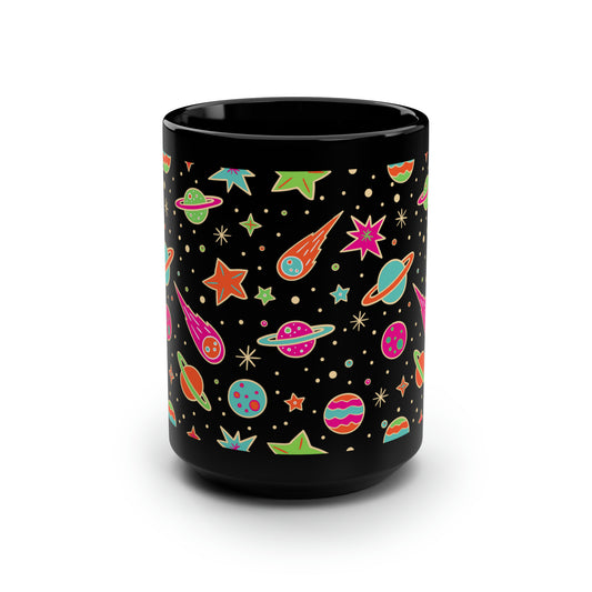 Neon Space Black Mug, 15oz