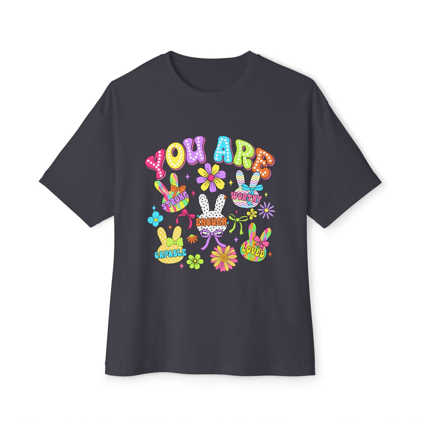 You Are Loved Unisex Oversized Boxy Tee - Colorful Graphic Tee for Positivity and Self-Love
