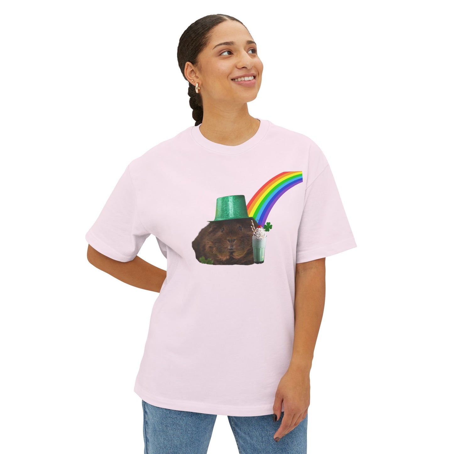 Leprechaun Guinea Pig Unisex Oversized Boxy Tee