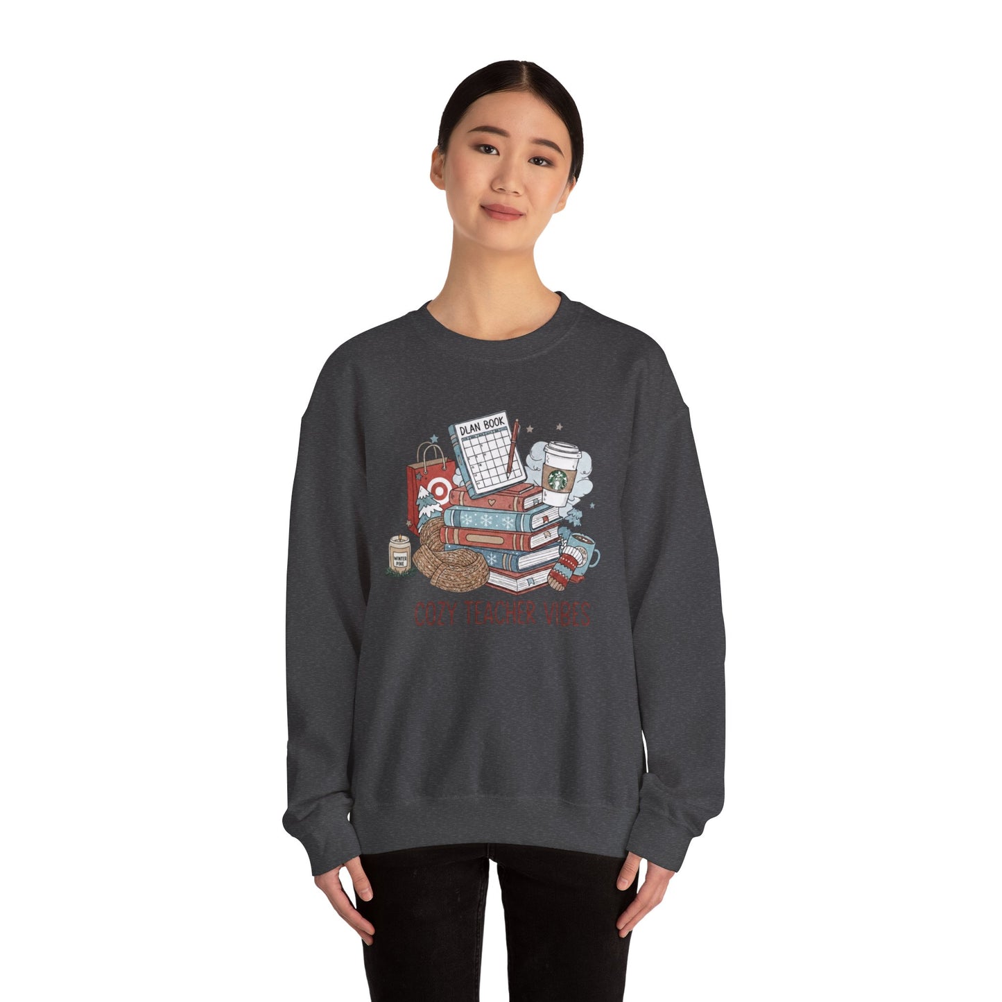 Teacher Crewneck Sweatshirt — Cozy Teacher Vibes Graphic