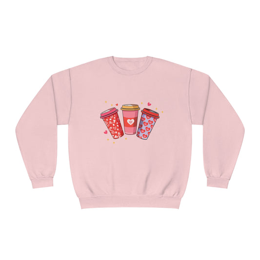Heart Coffee Cups Unisex NuBlend® Crewneck Sweatshirt