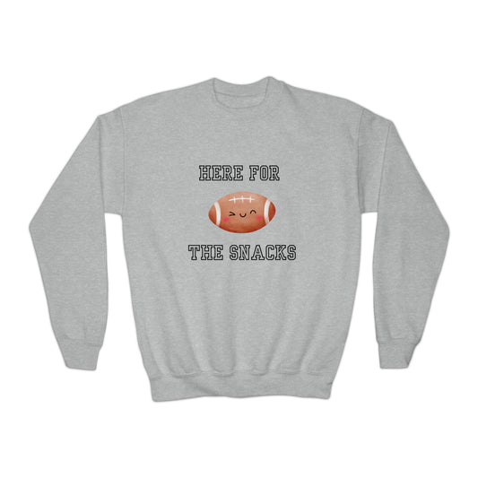 Here For The Snacks Youth Crewneck Sweatshirt